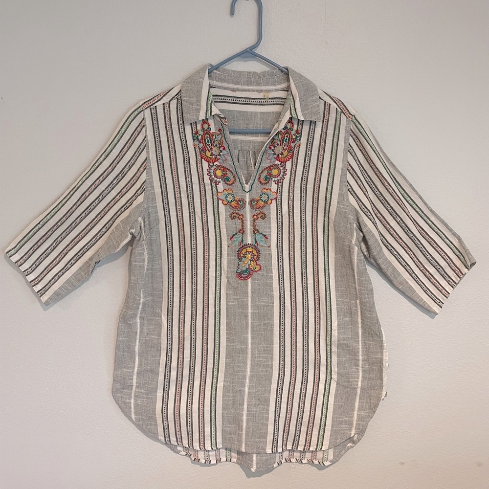 Soft Surroundings Women’s Large Coastal Boho Cotton Tunic Top